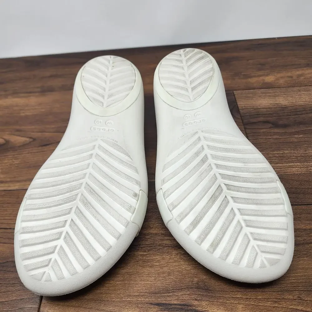 Crocs Serena Flower Embellished Flat T-Strap Sandal Women 10 Ivory and Cream - Picture 12 of 14